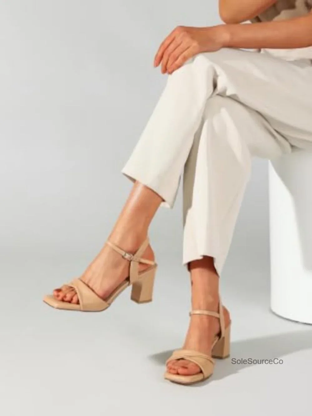 Chunky Block Heels for Women, Square Open Toe Strappy Sandals, 2.68 inch Low